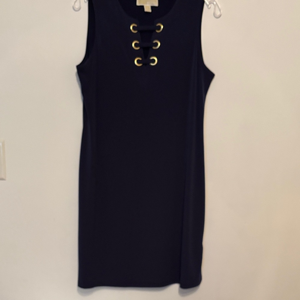 Michael Kors Black Mini Dress with Gold Accents